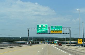 SR 895 west at I-95/SR 150 - Bensley, VA