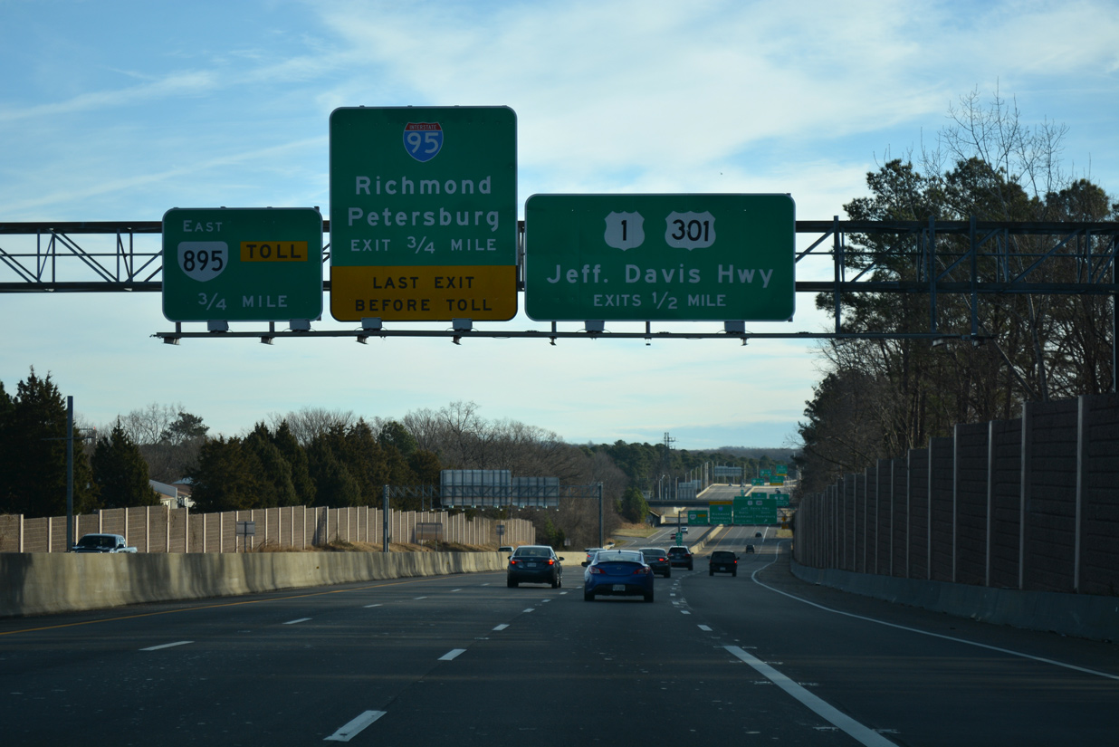 SR 150 south at I-95/SR 895 - Bensley, VA