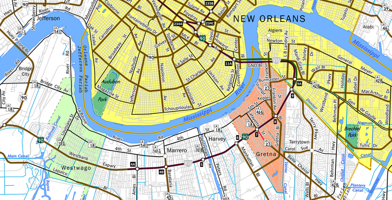 Map of Interstate 910 in New Orleans