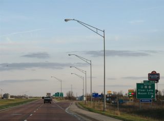 I-35 south at Business Loop I-35/U.S. 18/Iowa 122 in Clear Lake, Iowa