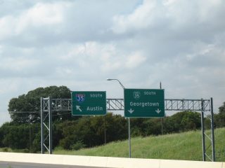 IH 35 south at Business Loop I-35 into Georgetown, Texas