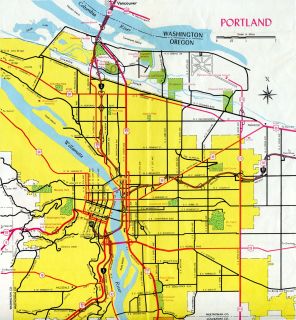 Portland inset on the 1968 Oregon Official Highway Map