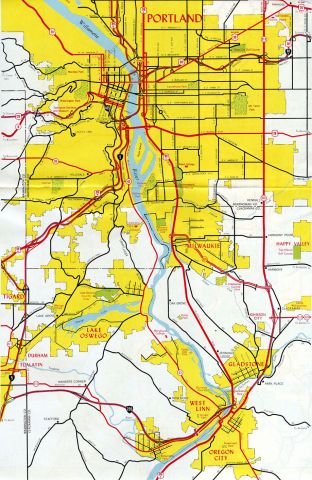 Portland inset on the 1971 Oregon Official Highway Map