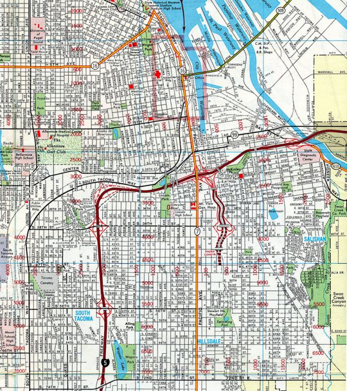 1971 Gousha map of Tacoma, Washington