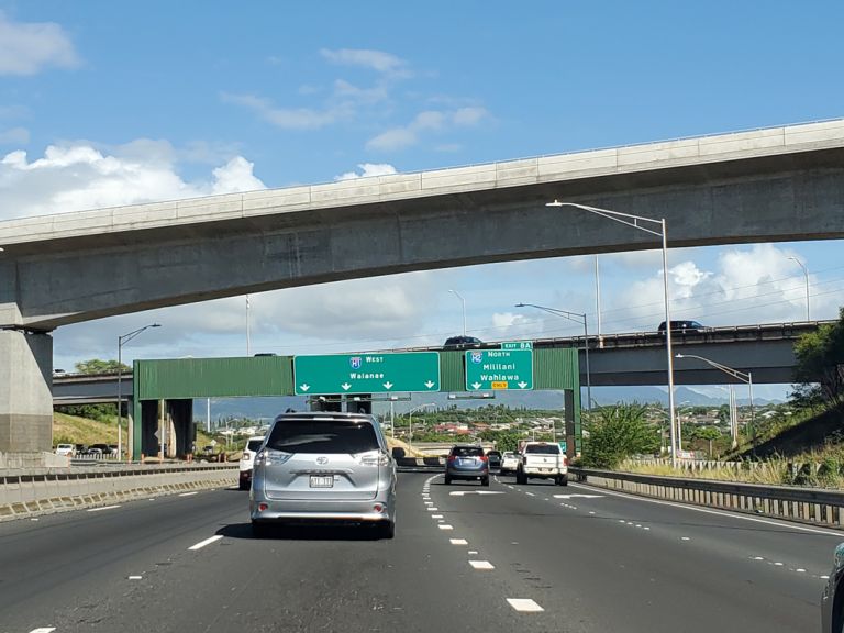 I-H1 west at I-H2 north at Pearl City, Hawaii