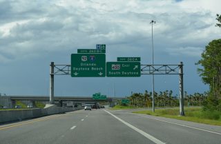 Exit 260 A departs I-95 north for SR 400 extending east from the end of I-4 to South Daytona, Florida.