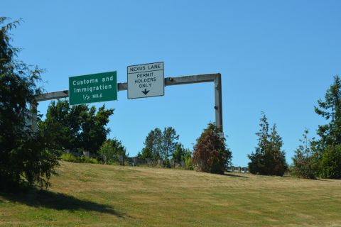 I-5 north spans SR 548 a half mile from the Canadian port of entry