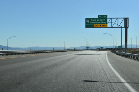 U.S. 95 south at SR 157 (Kyle Canyon Road), where Interstate 11 begins