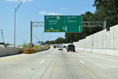 I-16 west on the future c/d roadway ahead of I-75 in Macon, GA