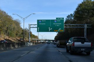 I-75 north one mile ahead of I-16 in Macon, Georgia