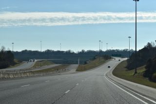 The partially built four level interchange joining I-22/65 at Birmingham, AL