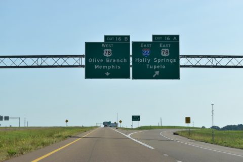 I-269/MS 304 north at I-22/US 78 - Byhalia, MS