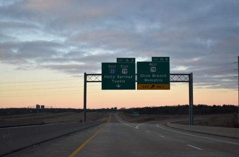 Exit 16 B leaves I-269 south for U.S. 78 west to Olive Branch, MS