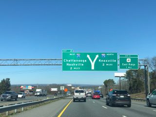 Diagrammatic sign for I-24 west formerly posted on I-75 north