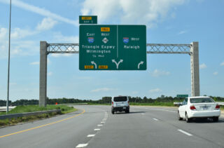 I-42 west a quarter mile from the exit for I-40 west to Raleigh, NC