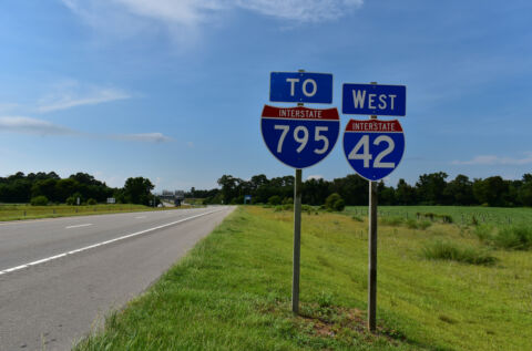 Interstate 42 west of the separation with US 70 near La Grange, NC