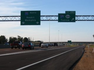 I-55 north at I-69/MS 304 - Hernando