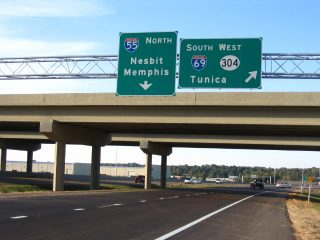 I-55 north at I-69/MS 304 - Hernando