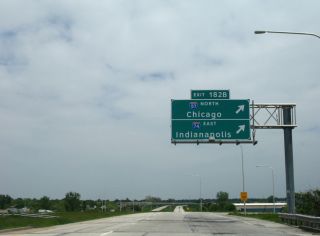 I-57 heads 2.21 miles northeast from Exit 182 B to I-74 in Champaign, IL