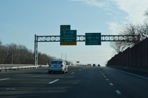 I-295 two miles ahead of I-76 in Westboro, New Jersey.