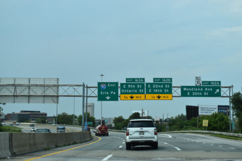 I-77 north at SR 10 west, 0.75 miles from I-90