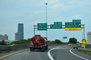 I-77 north at I-90 east in Cleveland, Ohio