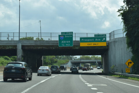 I-90 west at Prospect Avenue in Cleveland, OH