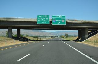 I-90 west at Exit 110 for I-82/US 97 south to Yakima, WA