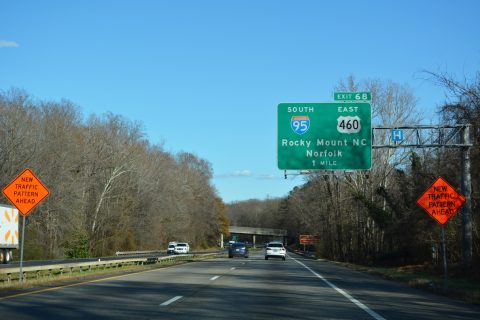 I-85/US 460 (Richmond-Petersburg Tpk) one mile from I-95.