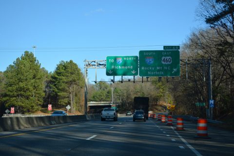 I-85 north at I-95 south / US 460 east in Petersburg, VA.