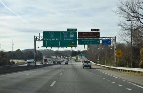 I-95 south at I-85/US 460 - Petersburg, VA