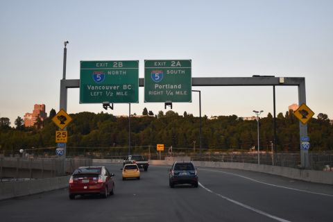 SR 519 east becomes I-90 east at 4th Avenue S in Seattle, Washington