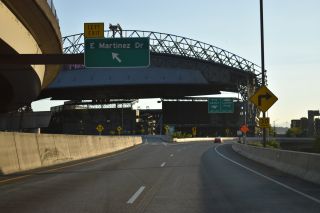 I-90 west at Edgar Martinez Dr and T-Mobile Park in Seattle, Washington