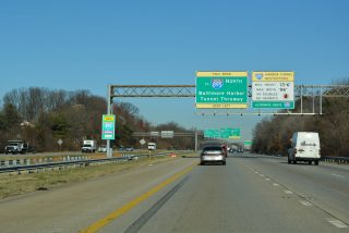 I-895 Spur extends north from I-97 to the Baltimore Harbor Tunnel Thruway.
