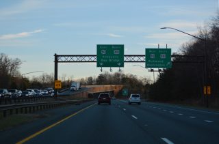 Traffic partitions from I-97 south for I-595/US 50-301 at Parole, MD.