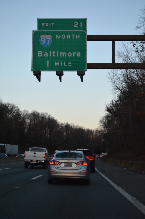 US 50/301 east one mile ahead of I-97 at Parole, MD.