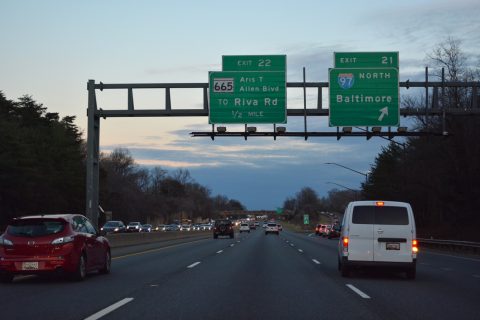 US 50/301 east at I-97 north in Parole, MD.