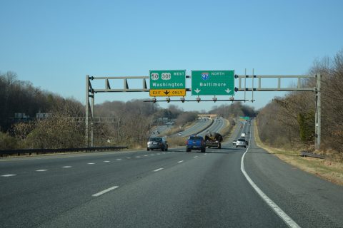 US 50/301 c/d roadway west at I-97 north in Parole, MD.