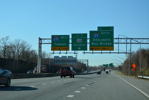 I-695 west between I-895 Spur and I-97 at Brooklyn Park, MD.