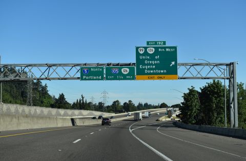 I-5 north at OR 99/126 Business west into Eugene.