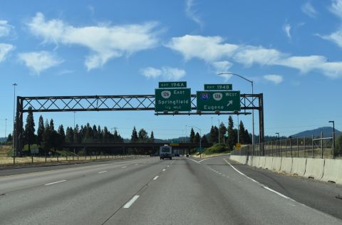 I-5 south at I-105 west and OR 126 along the Eugene/Springfield city line