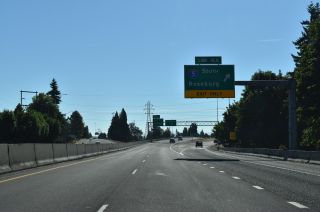 Exit 4 A departs I-105/OR 126 east for I-5 south to Roseburg and Medford