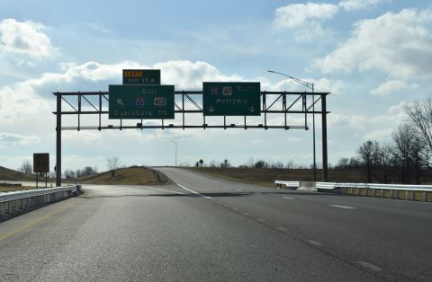 Exit 17 A joins I-155/U.S. 412 east toward Caruthersville, Missouri