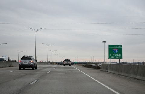 I-74 crosses U.S. 150 just ahead of I-155 south at Morton, IL