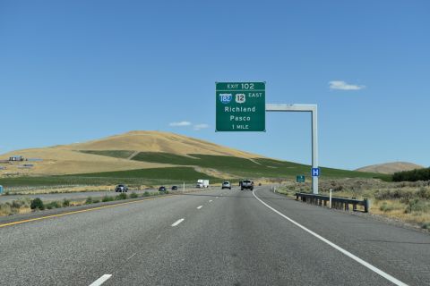 One mile from the separation of US 12 east from I-82 at I-182