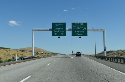 I-82 east at I-182/US 12 east to Richland and Pasco