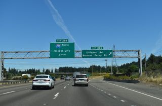 Two miles south of I-205 along I-5 north at Elligsen Rd