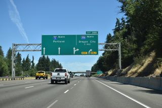 I-5 straddles the Tualatin, Oregon city line north to I-205.