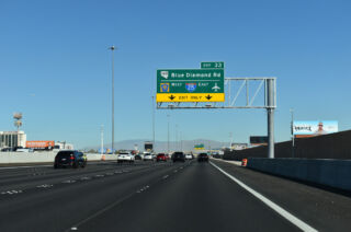 I-15 north ahead of the c/d roadway for SR 160 and I-215 at Enterprise, NV