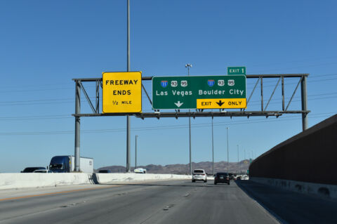 I-215 east a half mile ahead of the Henderson Bowl Interchange